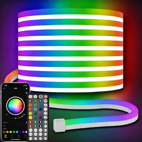 Vivreal 5m LED Neon Strip, 24 V Band, Remote Control / App Control, Flexible RGB Strip, IP65 Waterproof, for Bedroom, Room and Outdoor Decoration