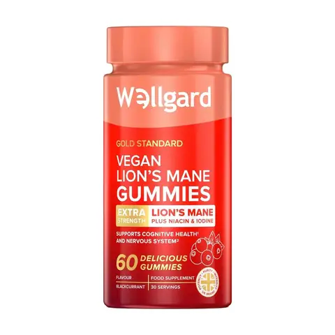 Wellgard Lion's Mane Vegan Cognitive Support Gummies Brain Function - 60 Gummies