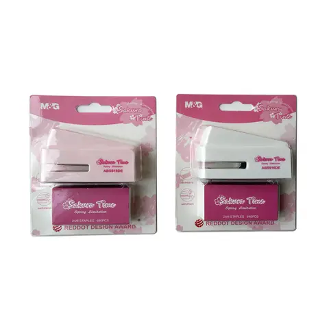 M&G Sakura Time Stapler set+1000 clips assorted blister
