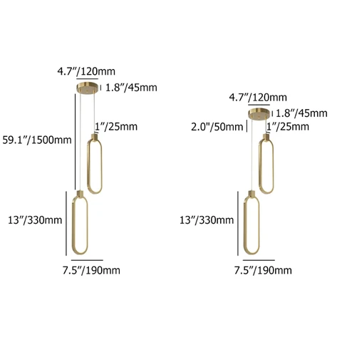 2-flammige Pendelleuchte Geometrische Form Deckenleuchte Höhenverstellbar