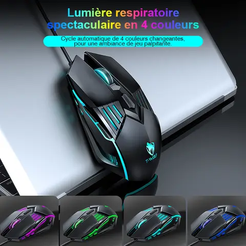 Rexsun G560 Souris gaming filaire USB, compatible Windows et Mac - Noir