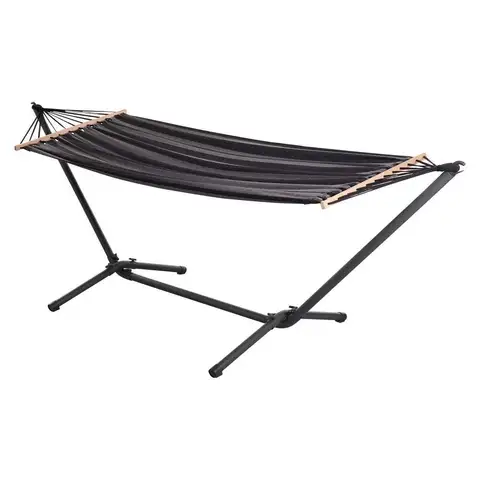 Hammock Hängematte mit Gestell, Schwarz/Grau