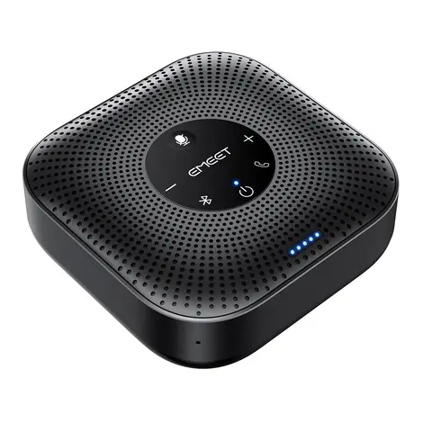 EMEET Bluetooth Conference Speaker with 4 Microphones, 360° Voice Pickup, AI Noise Reduction, Dual Device Expansion, USB-C & Bluetooth 5.0, Plug & Play, Compatible with Zoom/Teams/Webex
