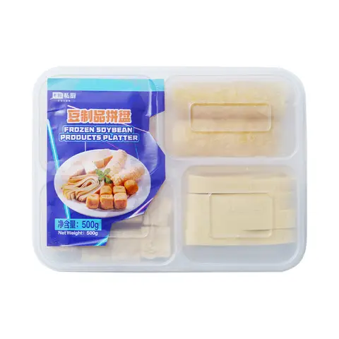 7FRESH Chef privé Plateau de tofu assorti 500 g (tofu congelé + peau de tofu + tofu soufflé frit + rouleaux de tofu frits)