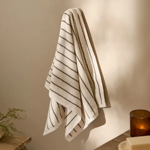 Yard Hand Towel Hebden Narrow Stripe Olive 50x100cm
