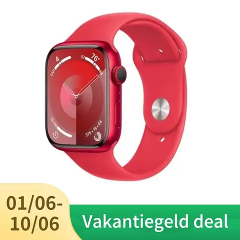 Apple Watch Series 9 GPS + Cellular 45 mm rood aluminium behuizing met rood sportbandje - M/L