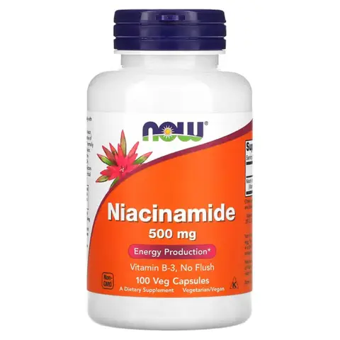 NOW Foods Niacinamide Vitamin B3 500mg Daily Wellness Support Capsules - 100 Capsules