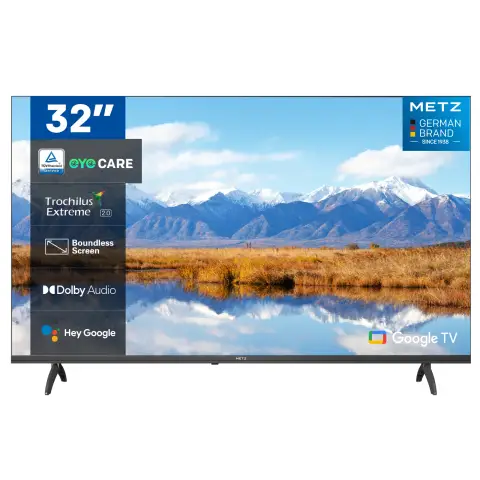 METZ 32 Inch Smart TV HD, 32MTE6000Z, HDR10, Dolby Audio, Low Blue Light, Google TV, Googlecast,Tuner DVB-T/T2/C/S/S2