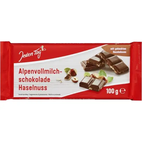 Jeden Tag Schokolade Alpenvollmilch-Haselnuss 100g