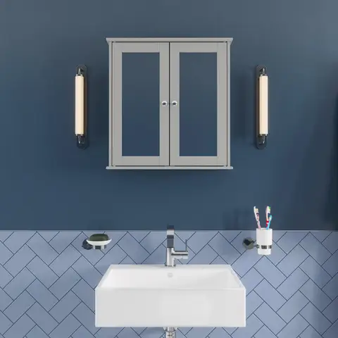 Croydex Bathroom Mirror Cabinet (58x56x13cm) - Ashby Grey