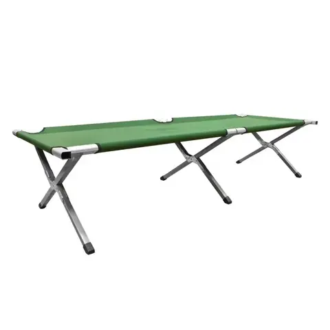 Milestone Camping Bed Deluxe Folding Durable & Lightweight Aluminium/Fabric Green 64x189cm
