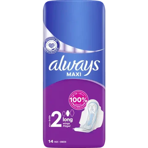 Always Maxi-Binde lang mit Flügeln Größe 2 14 Stück