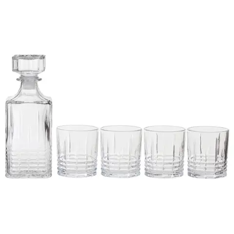 Maison by Premier Dayla Ribbed Pattern Decanter With Four Glasses