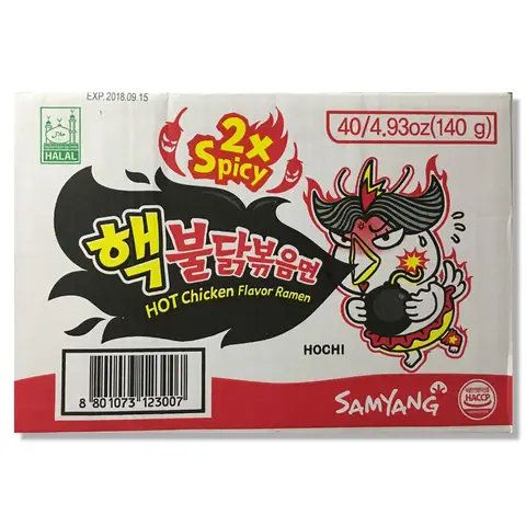 Samyang Buldak Hot Chicken Ramen, 2 x würzig, koreanische gerührte Instant-Nudeln, 40 x 140 g