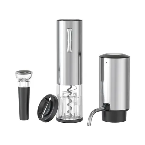 Cuisync Electric Wine Opener Gift Set With Aerator, Vacuum Stoppers, Foil Cutter - 4-in-1 Rechargeable Bottle Opener for Wine Lovers