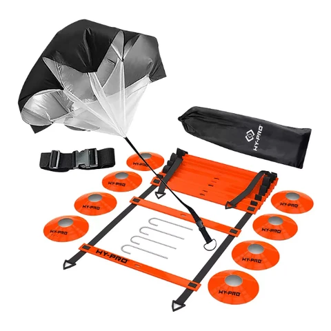 Hy-Pro Training Set with 8 x Cones, Agility Ladder, Resistance Parachute & Carry Bag Orange