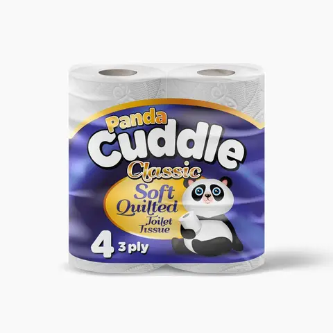 Panda Cuddle Toilet Paper 3-Ply 10x4 Pack (40 Rolls) Classic