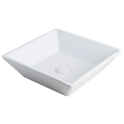 DeerValley Bathroom Vessel Sink, Ceramic Bathroom Basin Square Porcelain Countertop Basin for Bathroom, Above Counter Bathroom Sink 40 x 40 x 12cm (White)