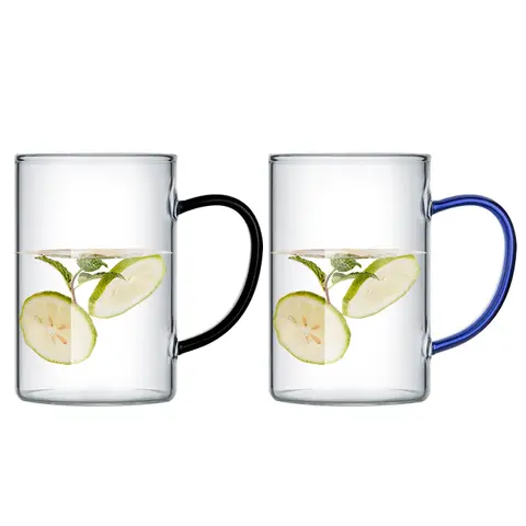 COOKER KING Glass Cups for Home Use, Heat-Resistant Handle Cups for Living Room, 320ml Set