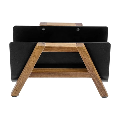 MyGift Moderner Desktop-Briefhalter, Urbanes Massivholz aus Akazie und matt-schwarzes Metall Tisch-Briefsortierer