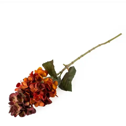 Candlelight Artificial Hydrangea Flower Stem Orange 75cm
