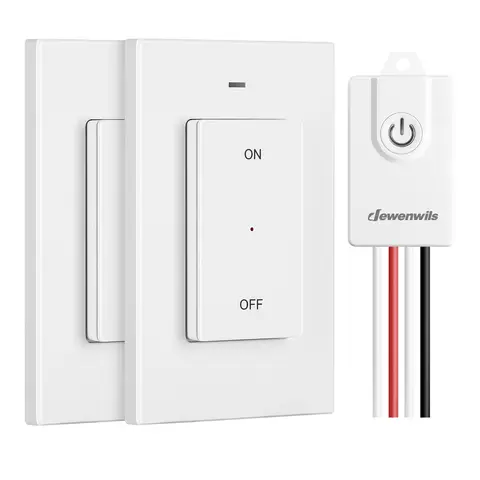 Dewenwils Funkschalter, Funkwandsender Licht 230 V mit Sender, 30 m Reichweite, Funklichtschalter-Set für Lampe, magnetisch abnehmbarer Funktaster, keine Verkabelung erforderlich