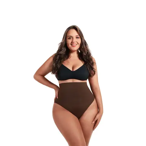 Feelingirl Seamless High-Waist Tummy Control Instant Smooth Shaped Low Rise Underwear Knickers for Women M/L Brown, Couple Gift Perfect Gift