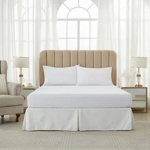 Meeallhome Waffle bed skirt 135cmx190+30  White