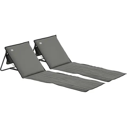 Beach Mats 2 opvouwbare luchters met verstelbare rugleuning, draagvermogen 110 kg, grijs