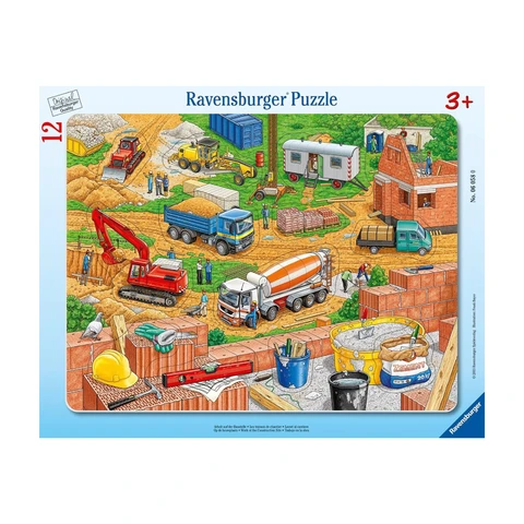Ravensburger Kinderpuzzle - 06058 Arbeit auf der Baustelle - Rahmenpuzzle für Kinder ab 3 Jahren, mit 12 Teilen