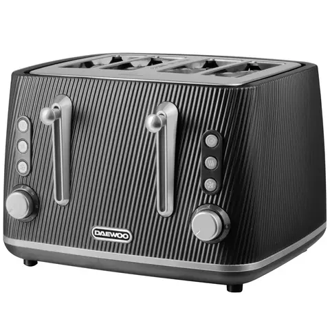 DAEWOO Cascade 4 Slice Toaster, Textured, Wide Slots, Black - SDA2779GE