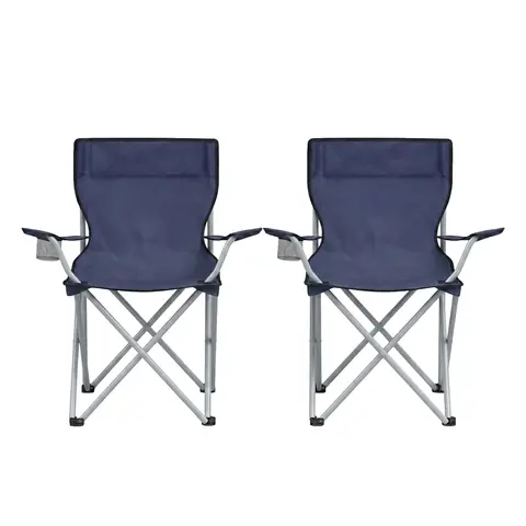 Ochama x SONGMICS Folding Camping Chairs Set of 2, Heavy Duty Outdoor Chairs with Built-in Cup Holder and Reinforced Steel Frame, 120kg Max Load Capacity, 84x52x81cm Compact Folded Size, Ideal for Camping, Beach, Fishing, Picnic, Tailgating, Backyard, Blue