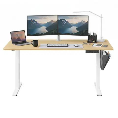 SONGMICSHOME Höhenverstellbarer Schreibtisch, 160 x 70 cm, Memory-Funktion, USB-C-Anschluss, goldeichenfarben