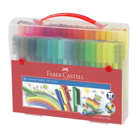 Faber-Castell Connector Felt-Tip Pen Set Carrying Case, 80 pieces