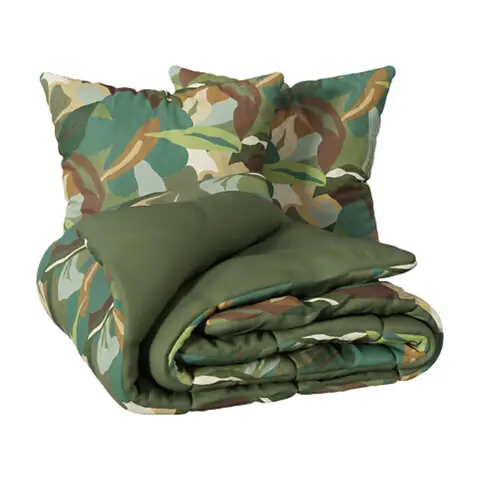 Atmosphera Renata Geprägtes Baumwoll-Perkal Bett-Set, 240 x 220 cm, Grün