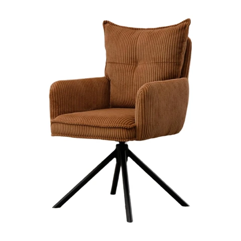 chairus Swivel Office Chair Desk Chair no Wheels in Corduroy Fabric Upholstered Vanity Chair