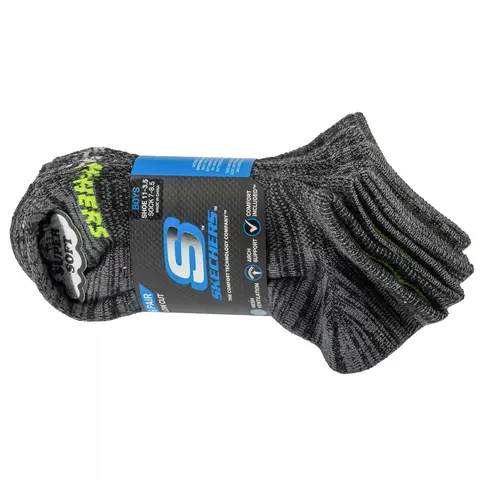 Skechers Socken 6er-Pack für Jungen ohne Frottee, schwarz 31-34