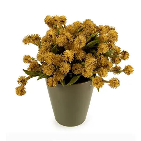 Candlelight Artificial Allium Plant in Ceramic Pot Yellow 20cm