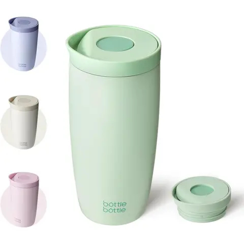 Bottle Bottle Thermal Mug 500 ml To Go - Premium Insulated Stainless Steel Mug, Leak-Proof, BPA-Free, Quick Press Closure, Double Walled, Keeps Drinks Hot & Cold for a Long Time (green)