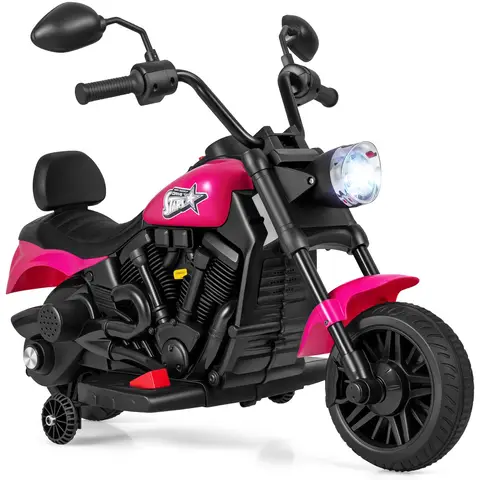 Moto électrique 6 V pour enfants, avec batterie rechargeable, moteur puissant, roues amovibles, démarrage à une touche, convient aux enfants de 3 ans et plus - Rose