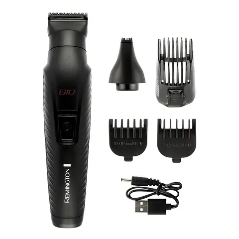 Remington G10 10-in-1 Multigroomer – Cordless Precision Trimmer, Self-Sharpening Advanced Ceramic Blades, Adjustable Comb Settings, Multiple Attachments, Easy Clean Design – Black, PG2100