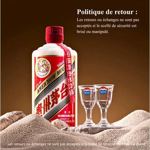 KWEICHOW MOUTAI FLYING FAIRY 500 ml, 53 % vol., deux gobelets inclus, Baijiu chinois