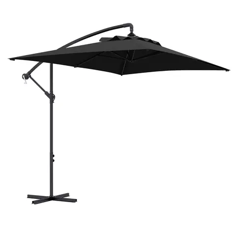 Outsunny 3x2m Cantilever Parasol with Cross Base, Banana Parasol with Crank Handle and 6 Ribs, Rectangular Patio Umbrella for Outdoor Pool, Garden, Balcony, Black