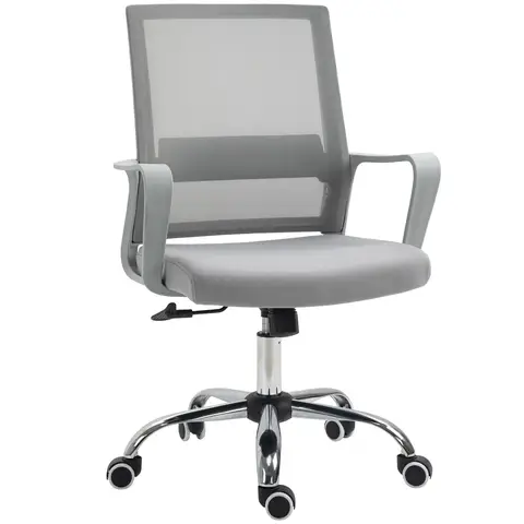 Vinsetto Office Chair, Ergonomic Desk Chair, Mesh Computer Chair with Back Support, Adjustable Height and Swivel Rolling Wheels, Grey