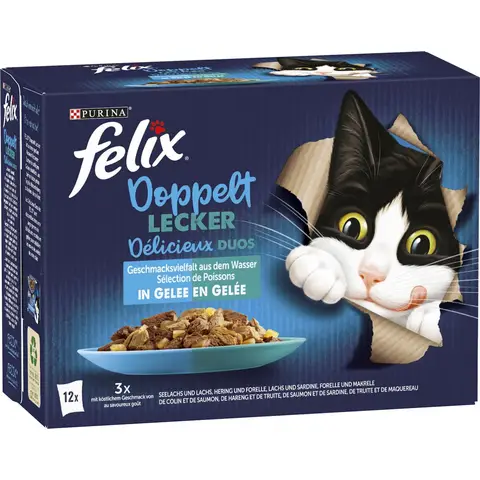 Felix Nassfutter für Katzen, Sortenpaket (12 x 85g) 1020 g