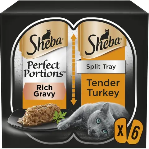 SHEBA PERFECT PORTIONS Adult Wet Cat Food Turkey Chunks 6 x 37.5g Tray