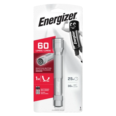 Energizer Metal LED Torch 60 Lumens + 2×AA Batteries