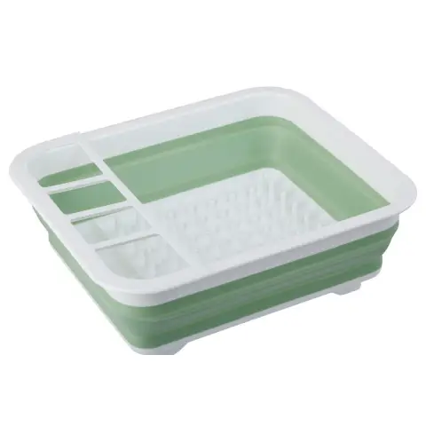Umbria Green White Collapsible Dish Rack