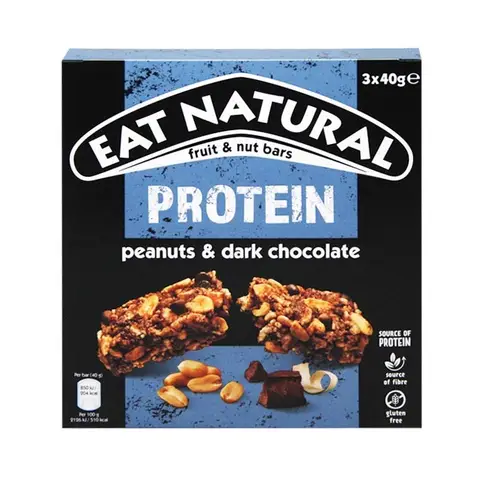 Eat Natural Energy Bar, Protein-Packed with Peanuts and Chocolate, 3 x 40g