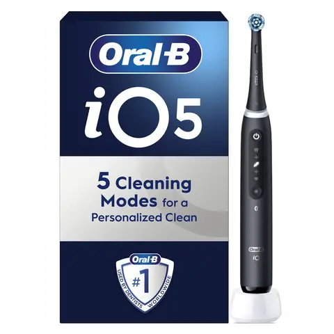 Oral-B iO5 Adult Electric Toothbrush, 1 Toothbrush Head, 5 Modes With Teeth Whitening, UK 2 Pin Plug, Black